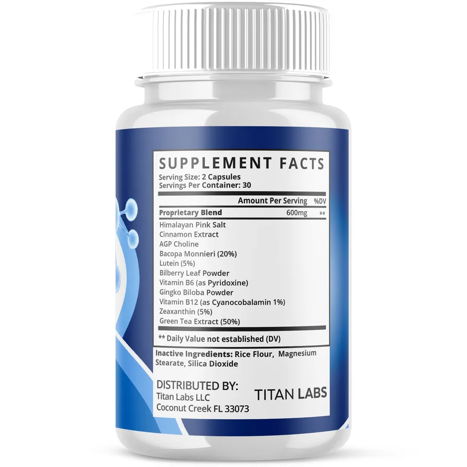 Nervory Supplement Facts panel showing the 600 mg proprietary blend and its eleven ingredients